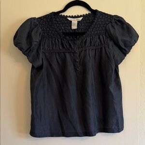 Eduardo Blanco Navy smocked peasant blouse